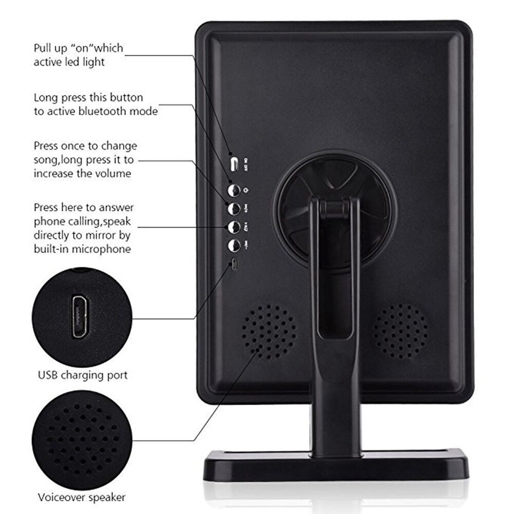 3-in-1 LED Makeup Mirror with Bluetooth Speaker & 10X Magnifier