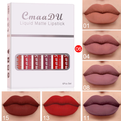 6 Boxes Matte Waterproof Lipstick Set